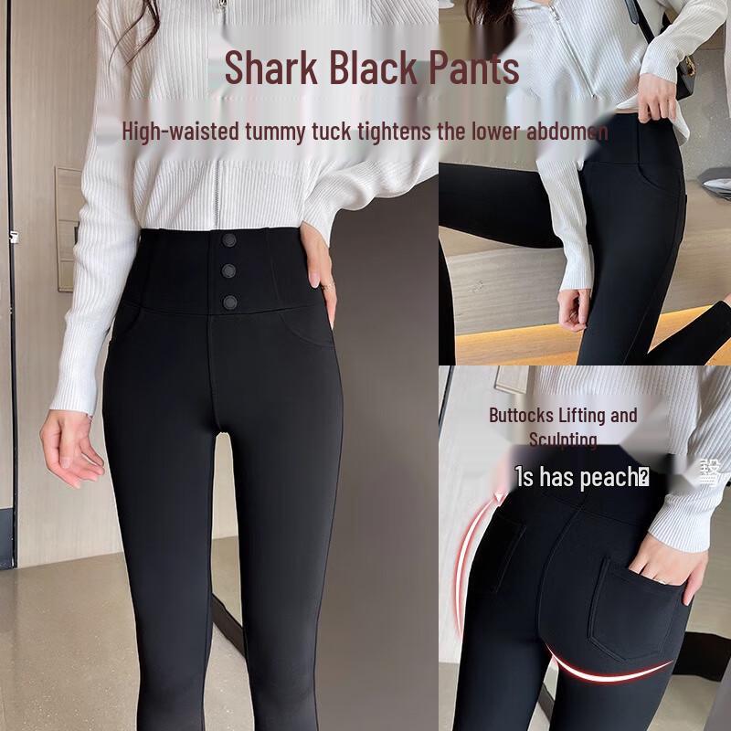 Langsha Women's High-Waist Thermal Shark Leggings