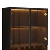 LED-Illuminated Glass Display Cabinet, Tall Cabinet 80x30x180 cm - Tempered Glass, Open Shelves, 2 Doors. Suitable for Living Room and Dining Room