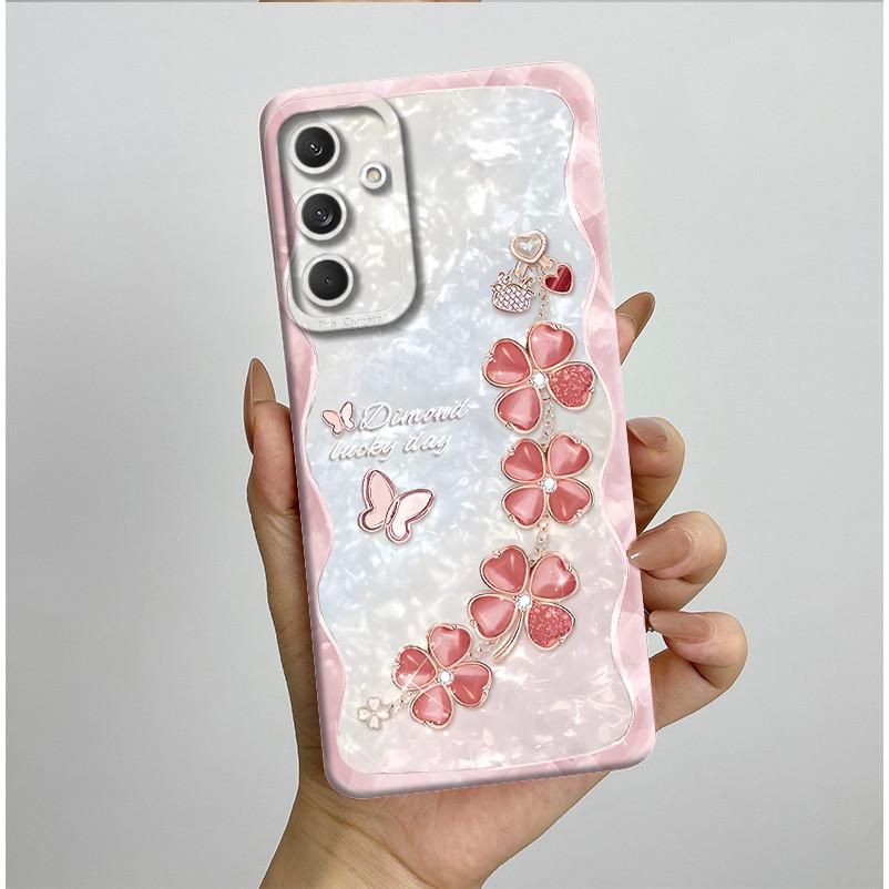 Phone Cover For Samsung Galaxy M35 5G Bumper Silicone Shockproof Pretty Butterfly Flowers Case Coque For Galaxy M 35 M55 Funda