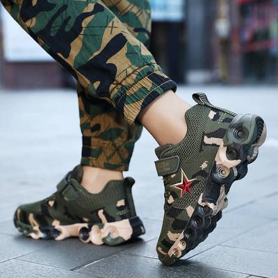 Couple Sports Shoes Casual Camouflage Shoes Spring and Autumn New Flying Woven High Elastic Student Military Training Shoes