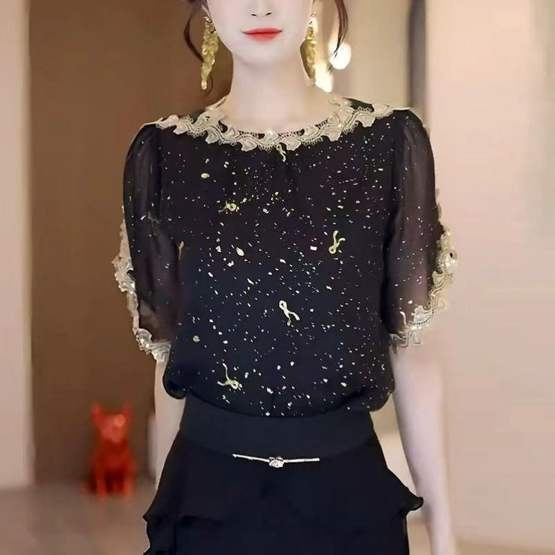 Summer Lace Collar Pullover Short-sleeved Other Thin Tops Women s Design Shirt Style S