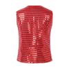 Gilet Senza Maniche con Paillettes per Bambini Unisex Design Scollo a V Chiusura a Bottoni Colore Unico Top da Esibizione
