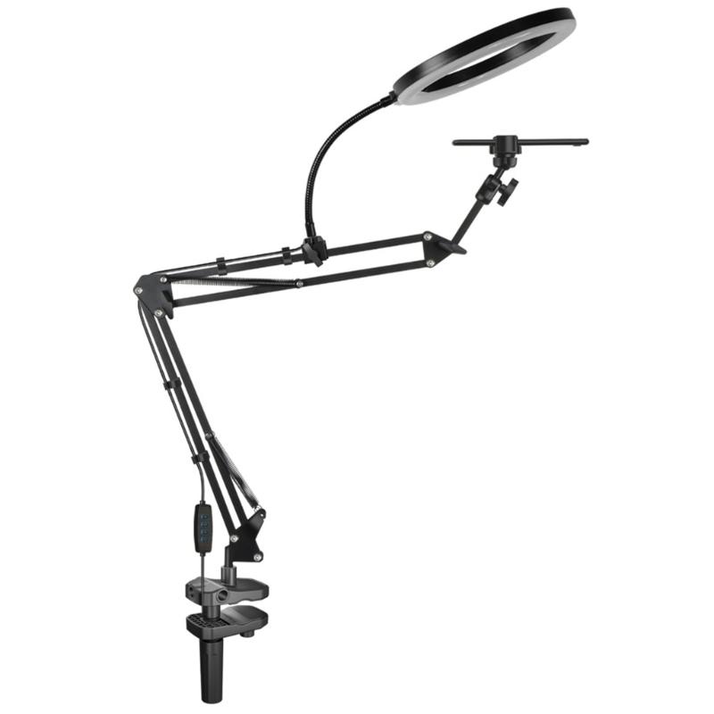 Adjustable Overhead Phone Mount With Rings Light Camera Arm Stand for Video Recording Live Streaming Art Craft