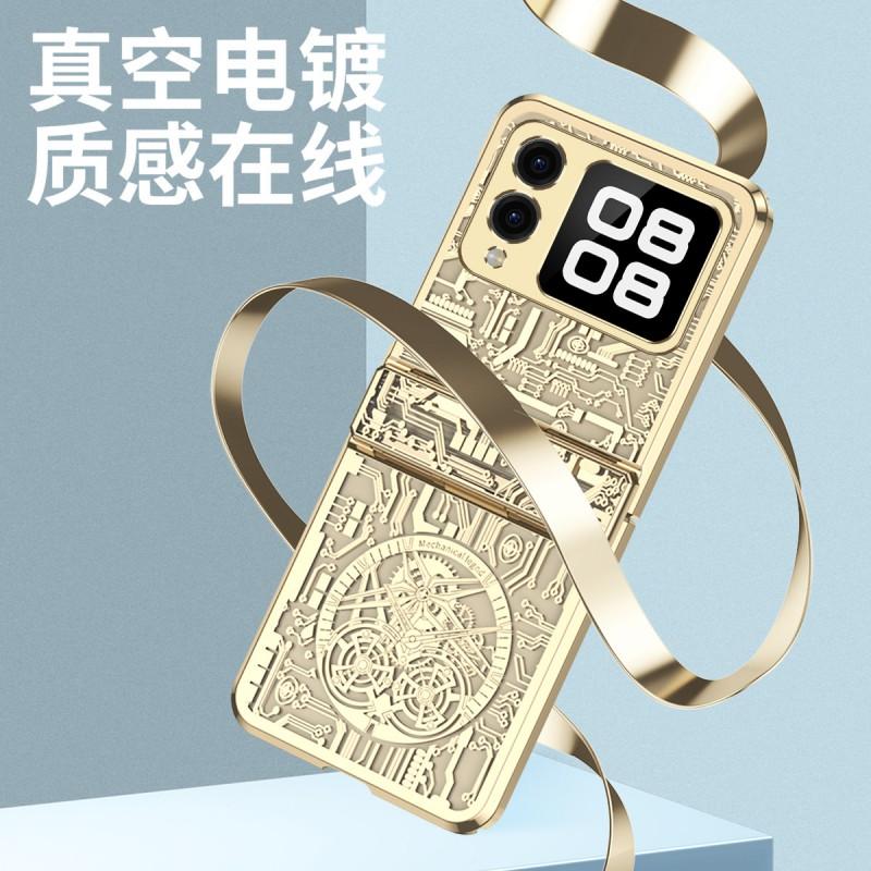 Nova Flip Phone Case Full Cover PC Protective Shell With Electroplated Mechanical Hinge Anti Drop Scratch Resistant