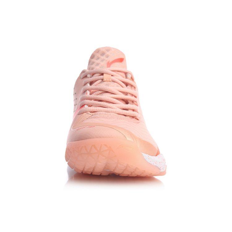 Li Ning Attack 3 Fabric Synthetic Leather Shock Absorption Non-Slip Breathable Low-Top Badminton Shoes Women Shoes Orange Pink AYAQ012-2