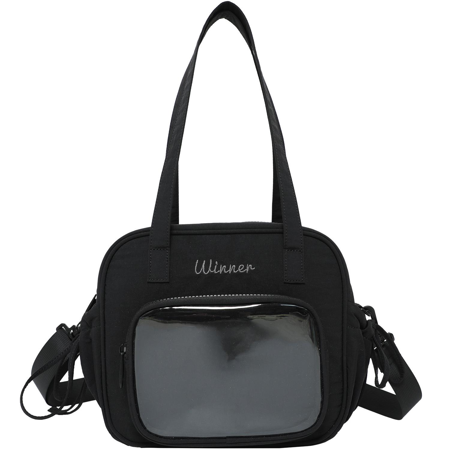 

Pain bag messenger nylon bag women s 2025 new large-capacity bag to work portable sundries bag transparent bag tote bag чёрный