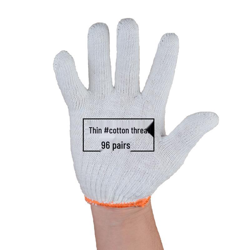 Men's Durable White Cotton Nylon Work Gloves for Construction