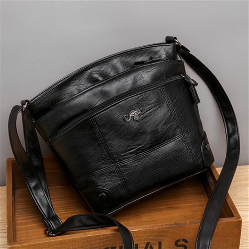 Fashion Vintage Soft Leather Messenger Bag, Retro Multiple Pocket Shoulder Bag, Fashion Women's Crossbody Bags & Purse