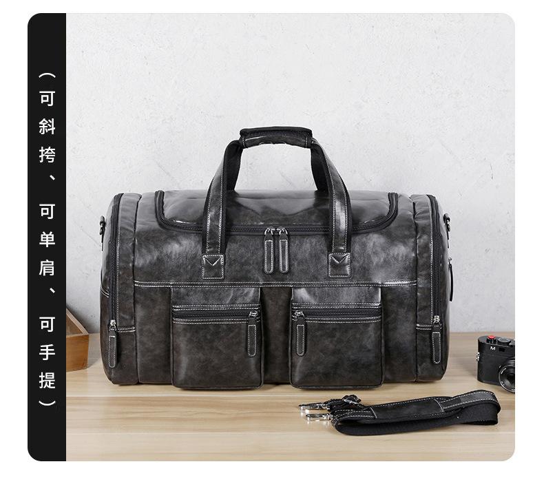Large Capacity Leather Travel Bag Unisex Duffel Bag With Shoe Compartment Multifunctional Fitness Sports Bag