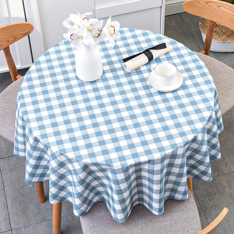 Mantel Redondo de PVC Estampado con Cuadrícula Impermeable, a Prueba de Aceite, Anti-Escaldaduras, Mantel para Mesa de Café, Cocina, Comedor, Cubierta, Alfombrilla