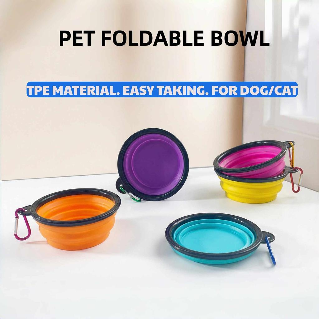 Easy taking portable Pet Food Bowl for Cats And Dog TPE foldable Collapsible Travel Outdoor Water Food plate for Pets