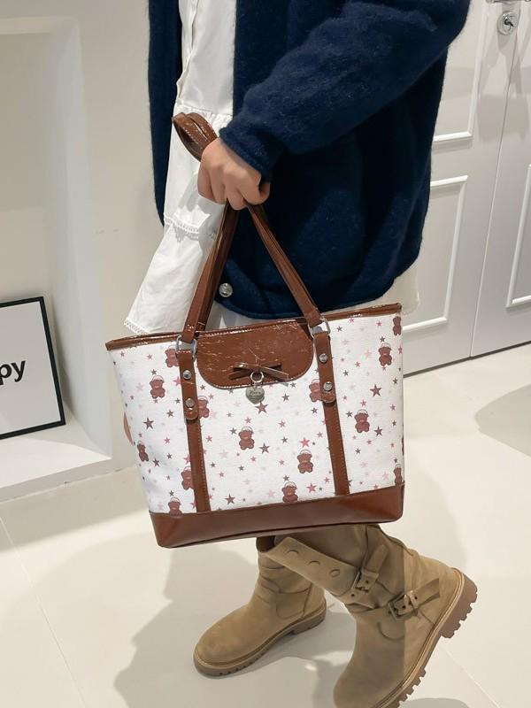 Women's Sweet & Cute High-End Printed Shoulder Tote Bag