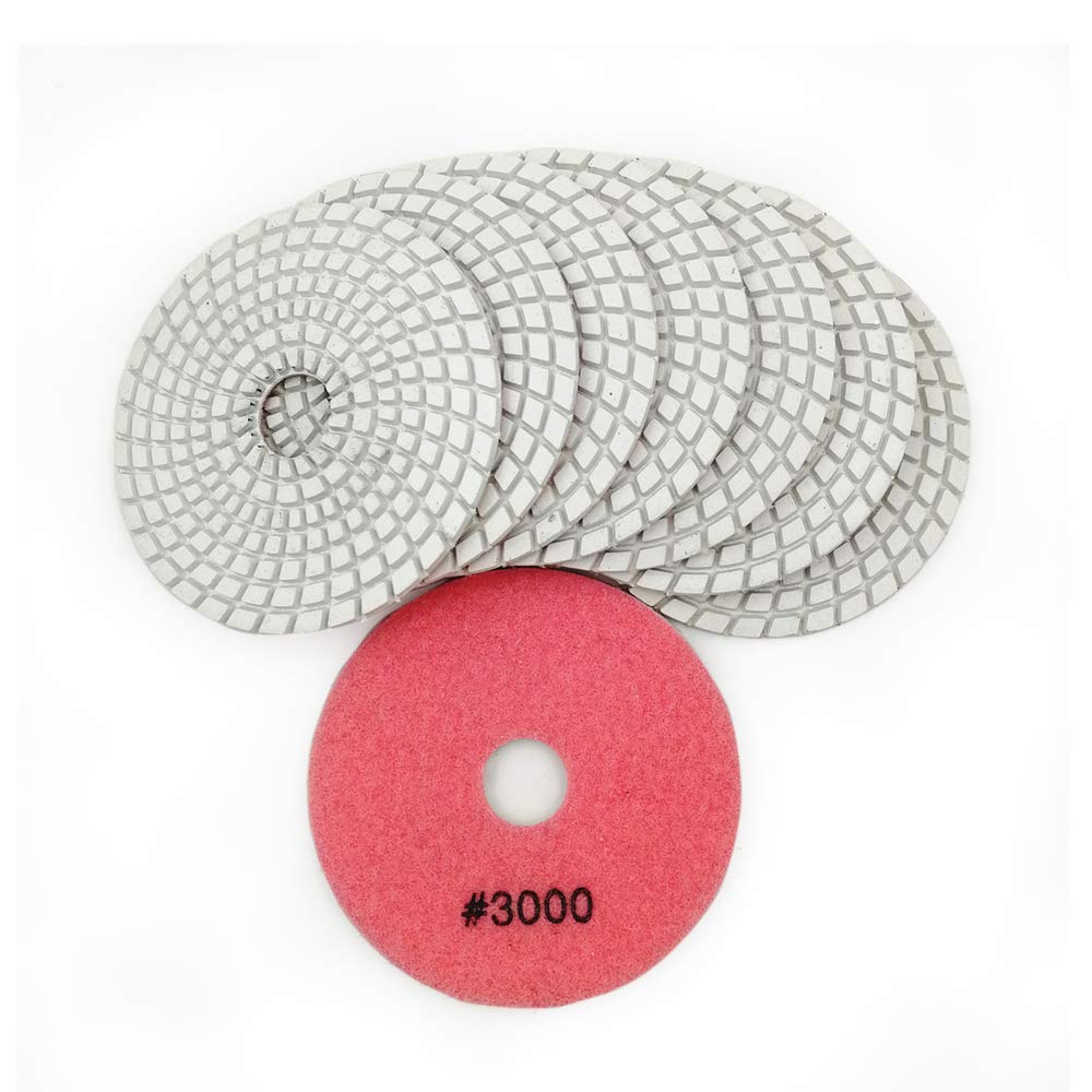 SHDIATOOL 8Pcs 4 Inch Diamond Wet Polishing Pads with White Bond Grit 50 Sanding Pads Grinding Pads for Marble Granite Stone