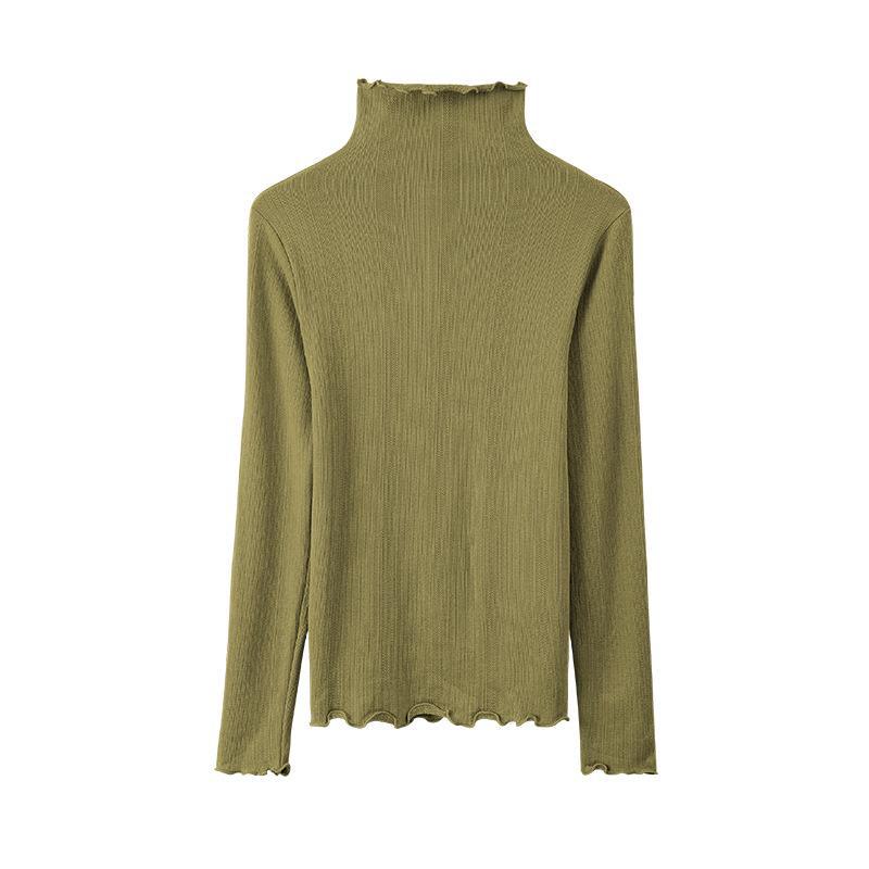 Осенне-зимний корейский винтажный тонкий вязаный свитер с высоким воротником утолщенный махровый дизайн для женщин F 80-135 catties 1466₽