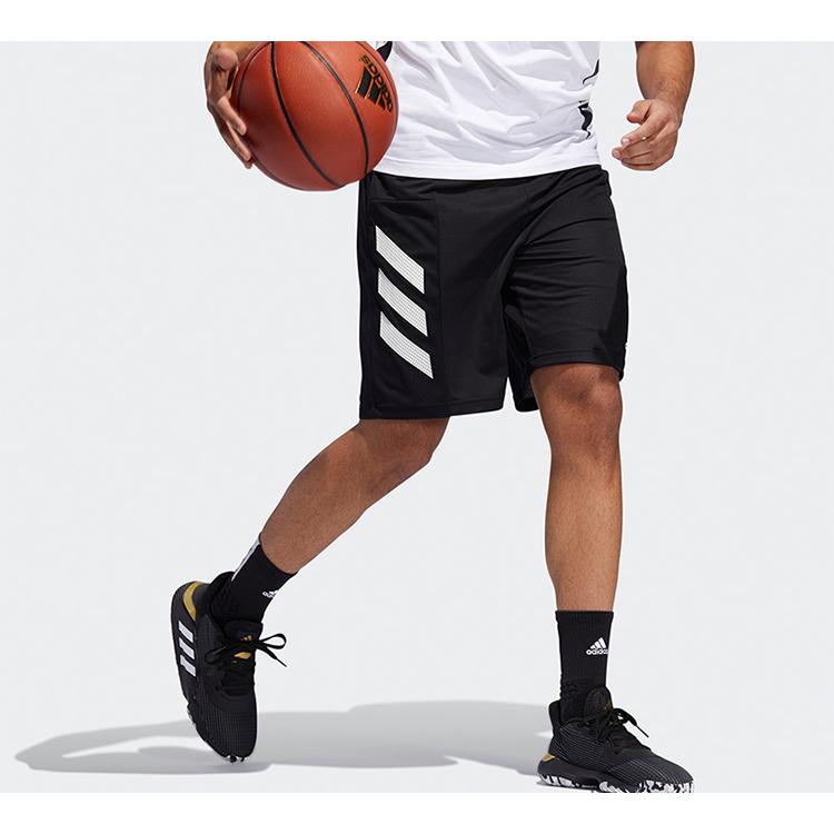 Adidas Basketball Shorts Men's Black Moderate Straight Fit Pants DX6656