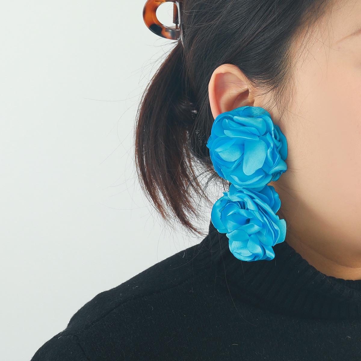 

Colorful Summer Flower Tassel Leaf Earrings синій