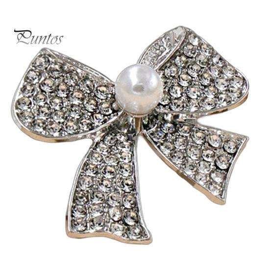 Lapel Pin Brooch Pin, 3D Bow Design with Imitation Pearl, Anti-oxidation Strong Buckle Badge for Coats Shirts Bags Accessories