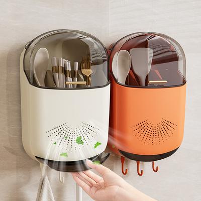 Chopstick HolderKitchen Shelf Without Perforation Spoon Storage Bucket Plastic Wall-mounted Draining