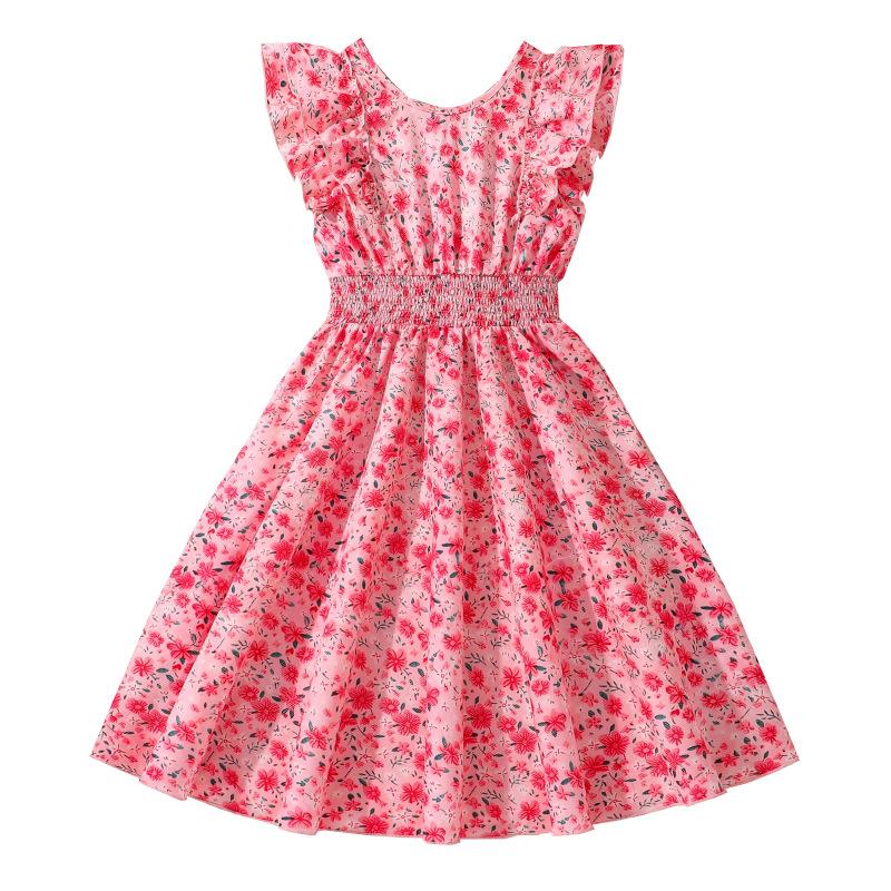Girl Princess Dress 2025 Summer Kids Fashion Sleeveless Dress with Lace Bow