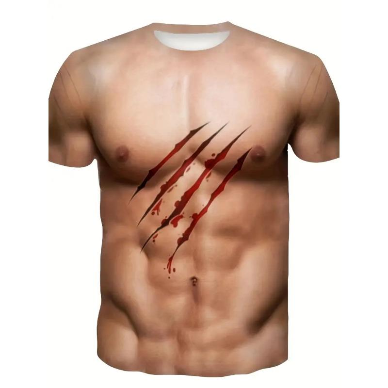 New Funny Muscle Body 3D Printed T-shirt Mens Designer Clothes Streetwear Short Sleeve Top Tees Ugly Chest Hair T Shirt Clothing