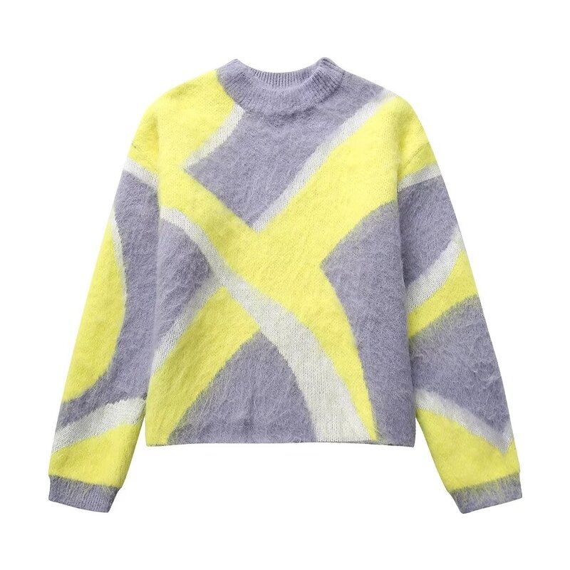 Fashion Style 2023 Fall and Winter New Arrival Women's Clothing Slim Looking Versatile Stitching Sweater Knitwear 2893118 330
