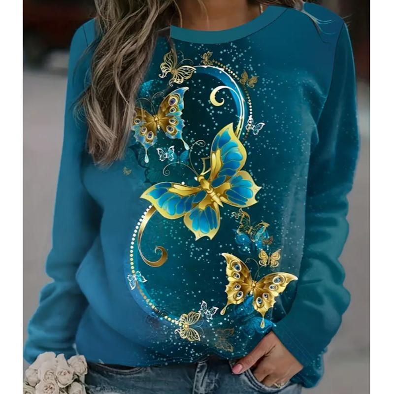 2025 Autumn & Winter Women's New Casual Crew Neck Long Sleeve Top 3D Flower Pattern