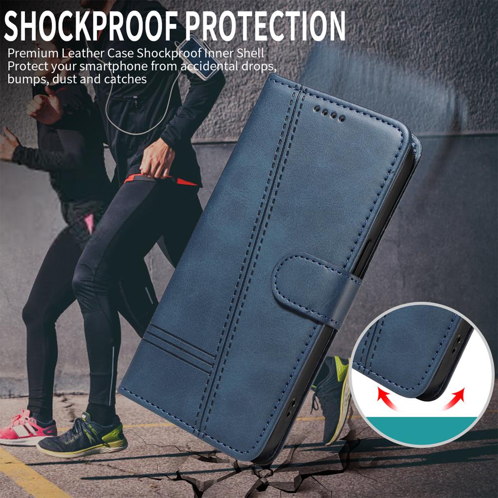 For Nothing Phone (3a) Wallet Case T-Shape Lines Leather Phone Cover Stand