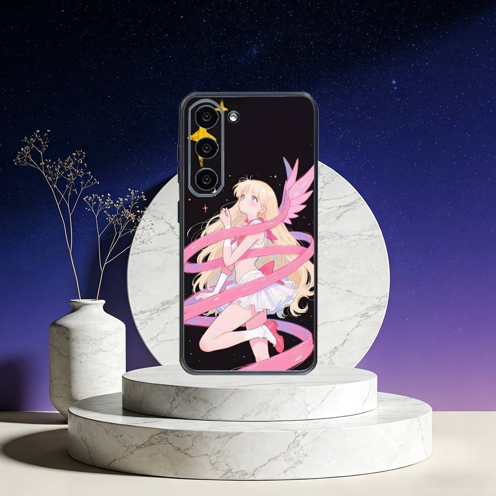 S-Sailor Moon Anime Phone Case For Samsung Galaxy A73,A72,A71,A70,A53,A52,A51,Others Soft Black Cover