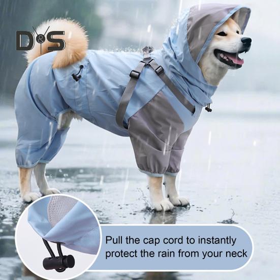 Pet Raincoat Hooded Dog Rain Jacket Double Layer Waterproof Poncho Outdoor Rainwear Clothing for Small Medium Dogs