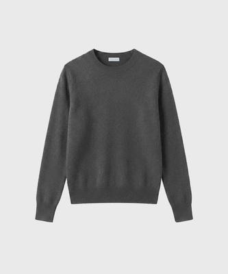 Keulleiseu 100% Wool Round Neck Knit Sweater_Charcoal