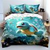 Anime Pokemon Squirtle Tištěný Měkký Povlak na Přikrývku Povlak na Polštář Ložní Souprava Děti Dospělí Pohodlná Postelová Souprava Jednolůžko King Ložní Souprava