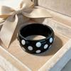 1Pcs European American Cross Border New Black White Spot Symmetrical High Grade Resin Bracelet Retro Fashion Luxury Round