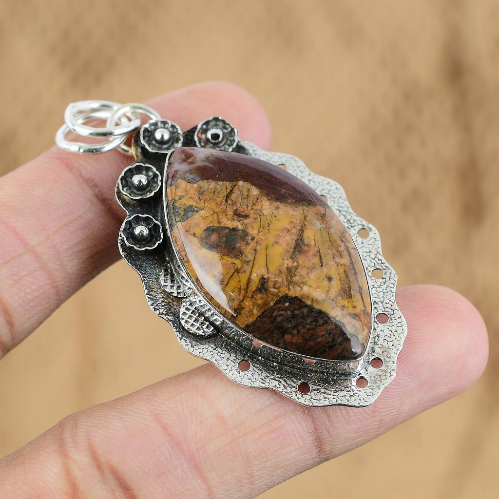 Mothers Day Sale Natural Mookaite 925 Sterling Silver Handmade Pendant Jewelry