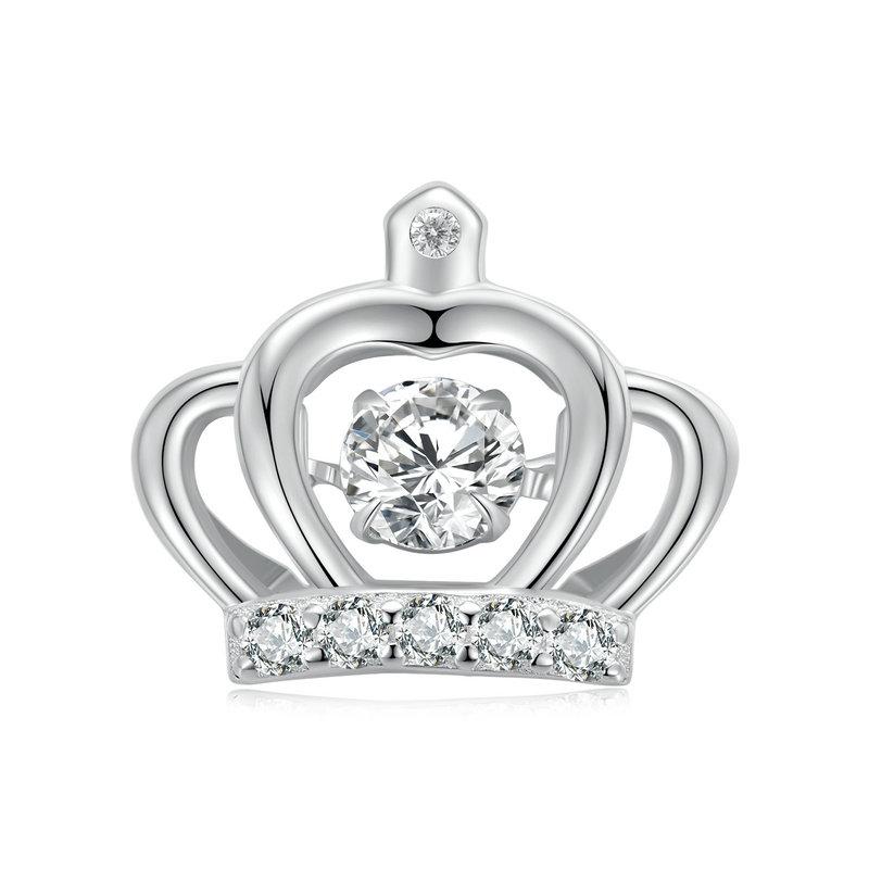 WOSTU 925 Silver Crown Charm Infinite Love Angel Zircon Beads Fit Original Bracelet Bangle Jewelry Gift for Women