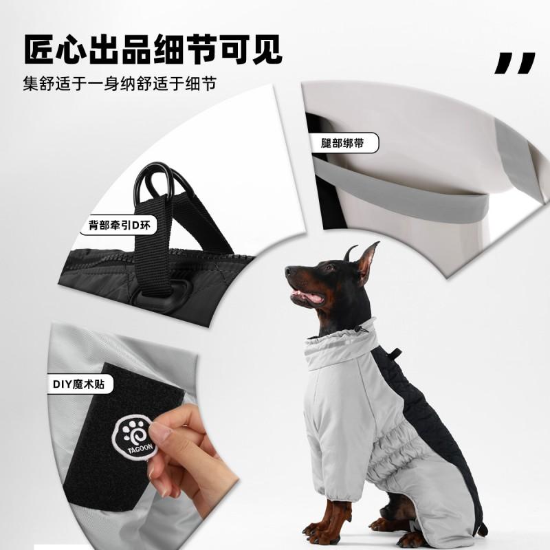 Thick Winter Dog Coat Large Breeds Outdoor Warm Fleece Lined Pet Jacket Reflective Safety Trim