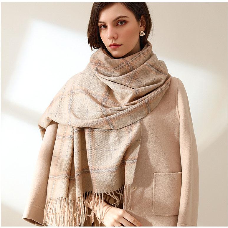Eșarfă în carouri de toamnă și iarnă Eșarfă nouă din cașmir imitație șal de modă pentru femei Fular cald cu ciucuri
