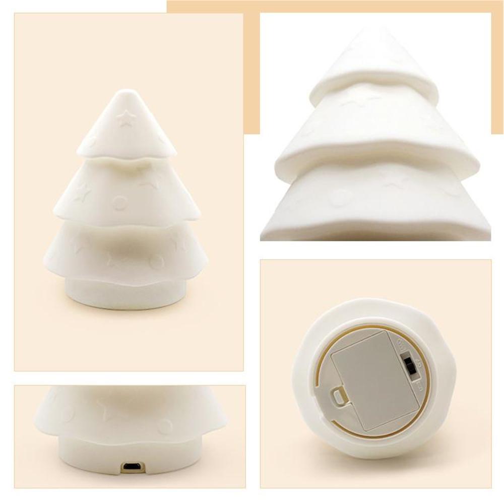 Christmas Tree Silicone Night Light Bedroom USB Atmosphere Night Lamp Living Room Desktop Decoration Creative Cartoon Table Lamp