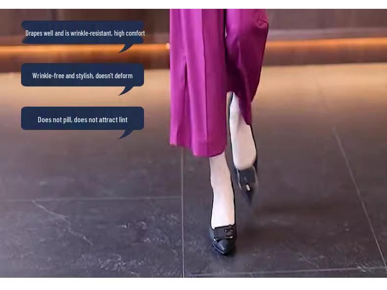 Women's Summer Drapey Wide-Leg Suit Pants, 2025 New, Versatile & Casual, Thin Nine-Point Straight Fit