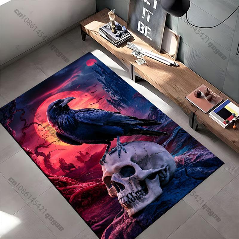 Darkness death raven eerie castle carpet Yoga living room room decor children's crawling mat doormat area rug games mat