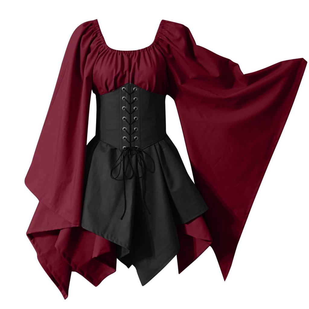 Women Fashion Long Sleeve Vintage Dress Cosplay Party Evening Night Formal Dress