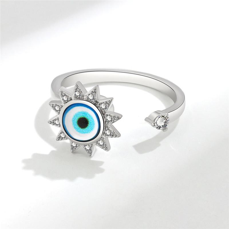 Fidget Spinner Ring Angst für Frauen Kristall Blume Auge Stern Mond Planet Ringe Drehen Anti Stress Verlobung Schmuck