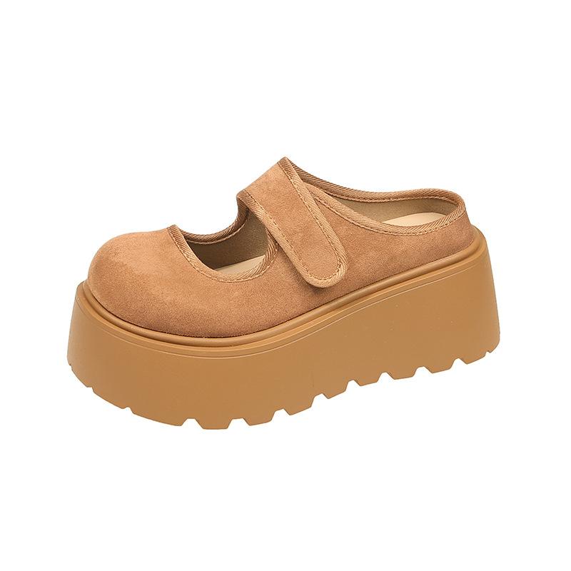 Fashion thick-bottomed bag head slippers for women's outer wear 2025 spring new retro versatile small man height half slippers