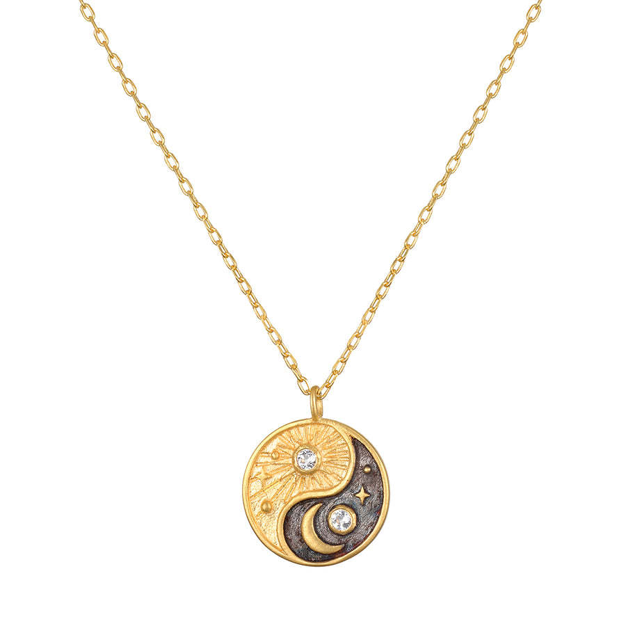 

Fashion Personality Open And Close Album Rizhao Moon Zircon Pendant Necklace Electroplating Gold Color Retention
