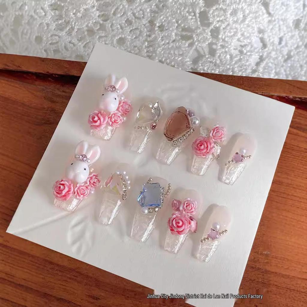 Camellia Bling Glazed Wearable Transparent Nail Art Patches