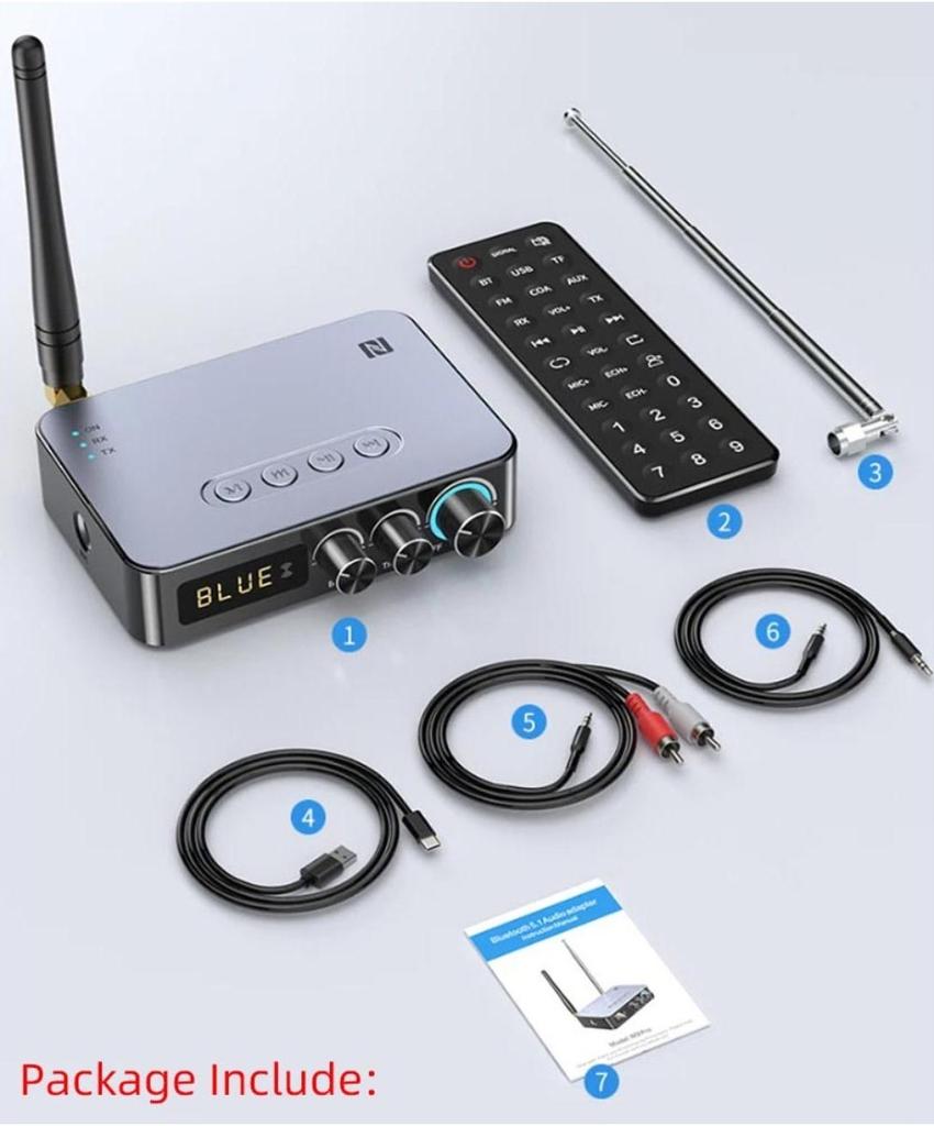 M9 M9Pro Bluetooth Audio Receiver Transmitter DSP Wireless Adapter NFC/AUX/RCA/USB U-Disk/TF/6.5 Mic Karaoke/Coaxial/FM Radio