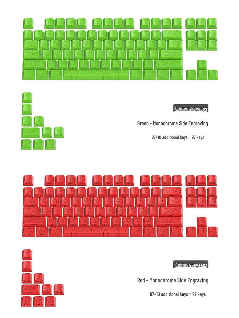 Contour PBT Translucent Side-Printed Mechanical Keyboard Keycaps with Magnetic Switch, Original Height, Two-Color Full Set (130/97)