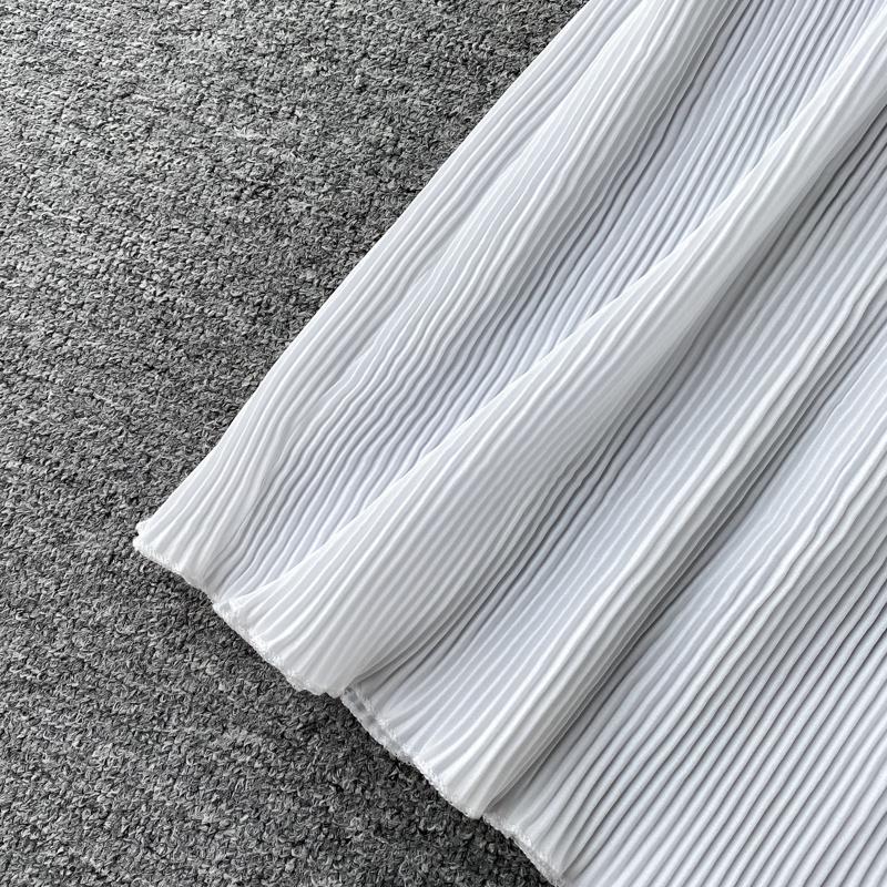French Bellflower Fairy Mori Lotus Leaf Big Trumpet Sleeve Pleated Dress Mopping the Floor and Swinging Temperament Long Dress