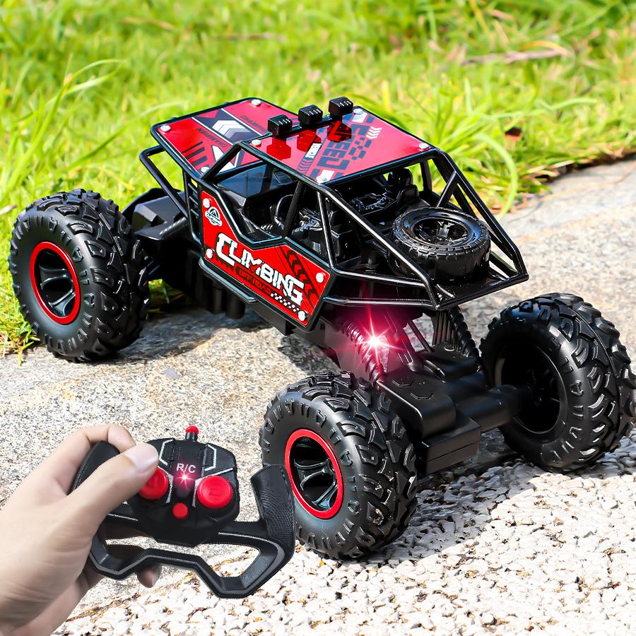 2.4G Remote-controlled Alloy Off-road Vehicle with Long-distance Lighting, Rechargeable Children's Racing Toy Car, Birthday Gift
