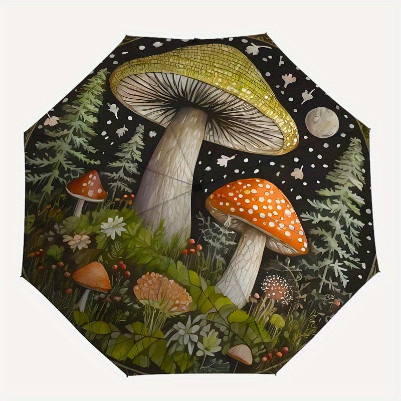 1pc Mystical Forest Mushroom Garden Umbrella with Plastic Handle,Suitable for All Seasons Home Travel Outdoor UmbrellaB1666