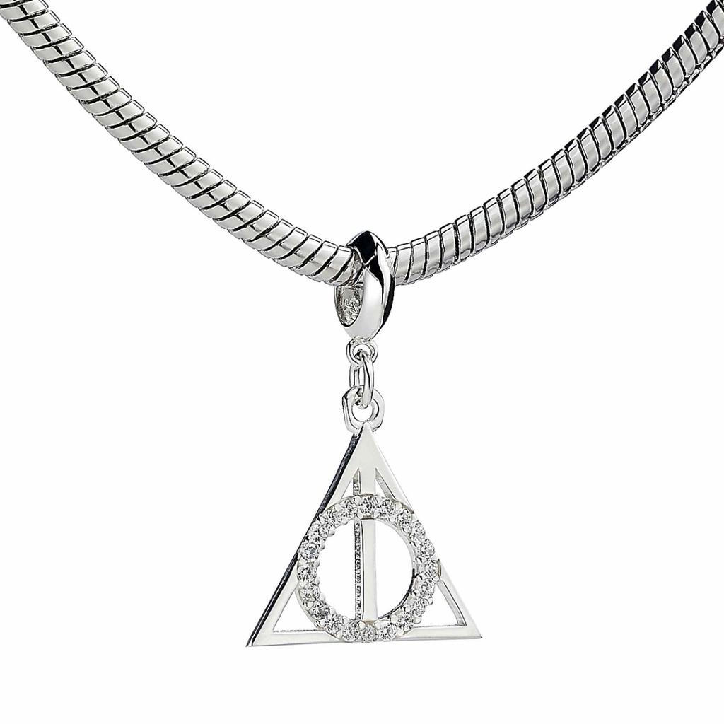 Harry Potter Sterling Silver Deathly Hallows Slider Charm with Crystals